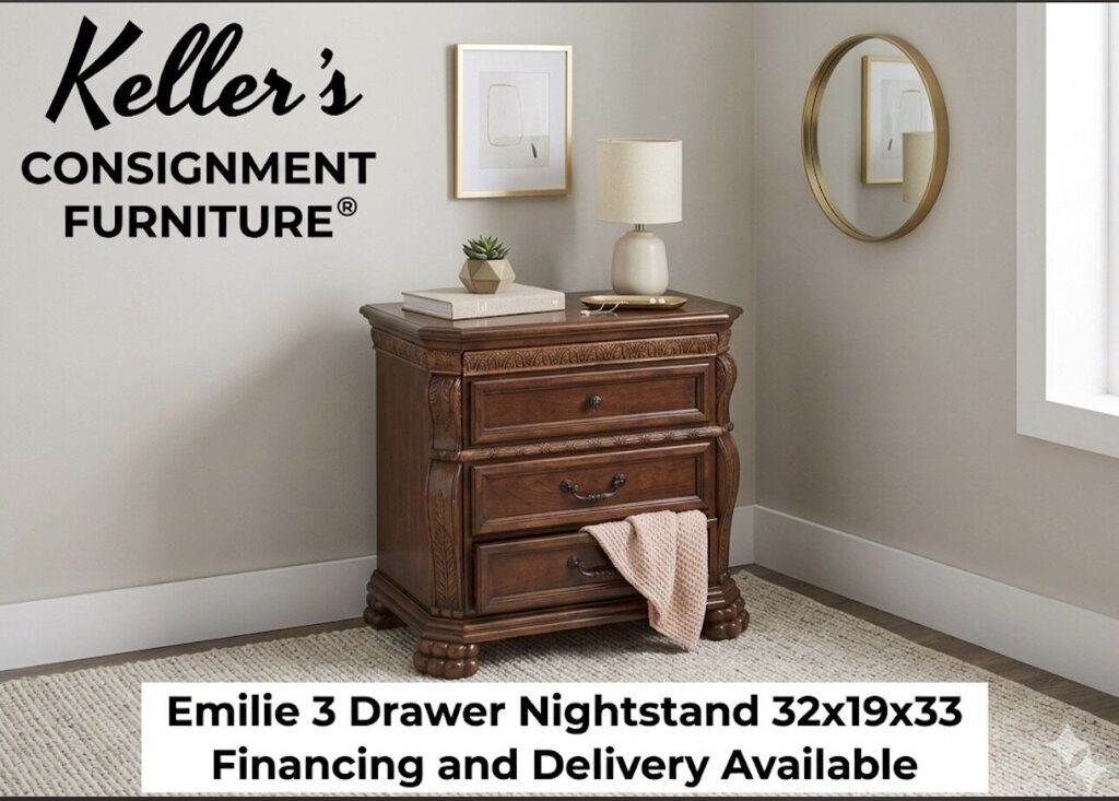 86010 - Emilie 3 Drawer Nightstand 32x19x33