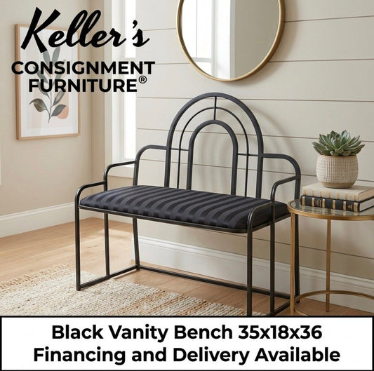 86129 (8542-6) Black Vanity Bench 35x18x36