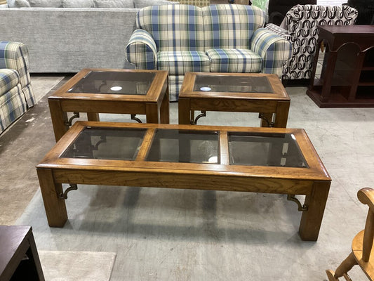 86123 Glass Top 3pc Occasional Set (23x59x16)(29x23x22)(29x29x21)