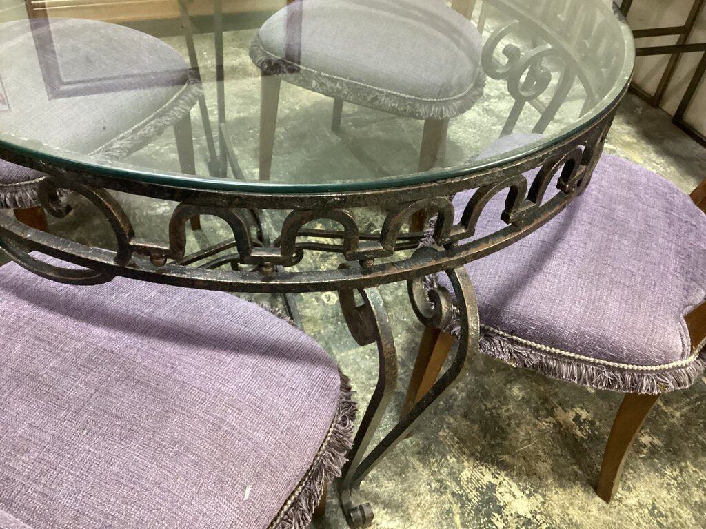 86176 - 42" Round Glass Top 5pc Dining 42x29