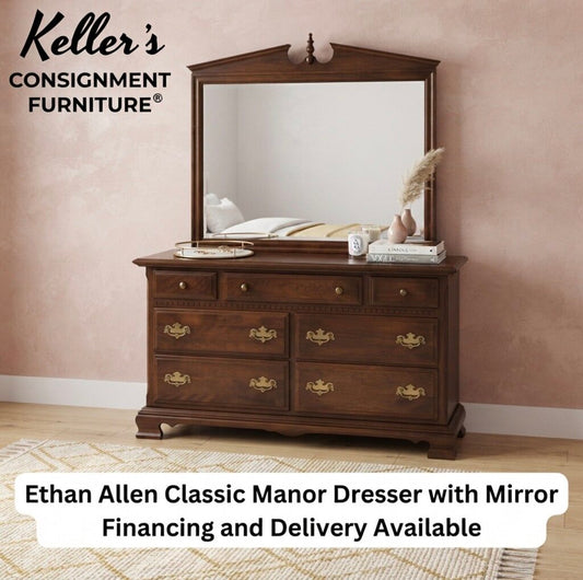85602 - Ethan Allen Classic Manor15-5202 Dresser w/Mirror 56x21x33-74
