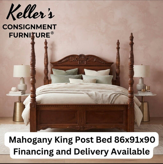 86189 - Mahogany King Post Bed Frame 86x91x90