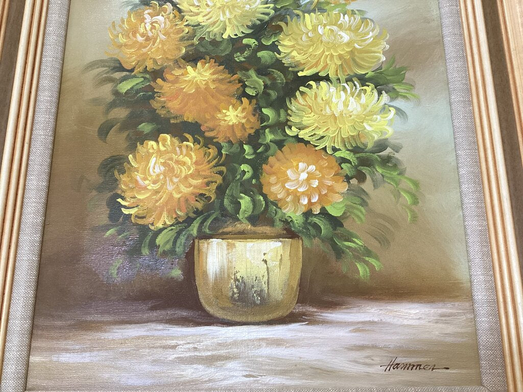 86208 Yellow Chrysanthemums Oil Painting 22x26