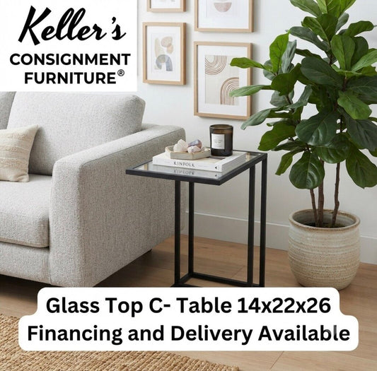 86218 - Glass Top C-Table 14x22x26