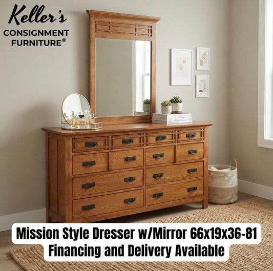 86275 - Mission Style Dresser w/Mirror 66x19x36-81