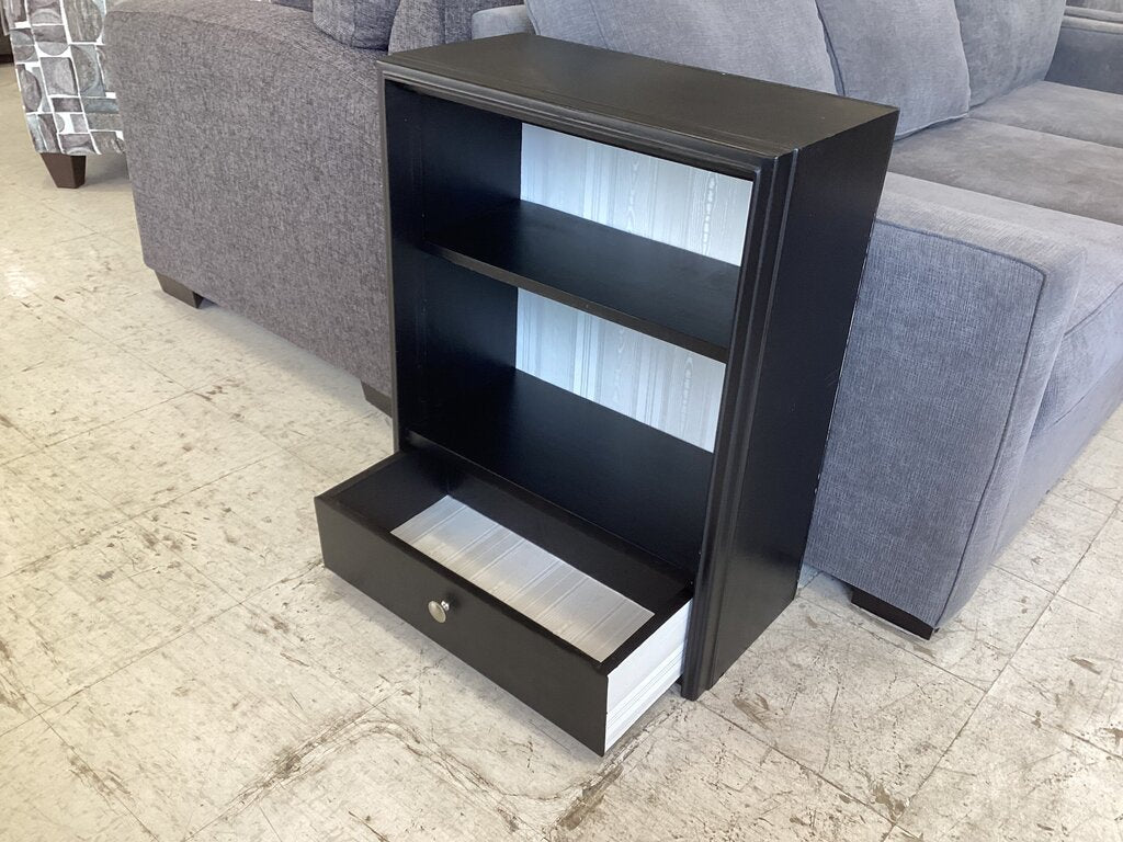 86292 (8442-51) Solid Wood Black Bookcase w/Drawer 24x12x30