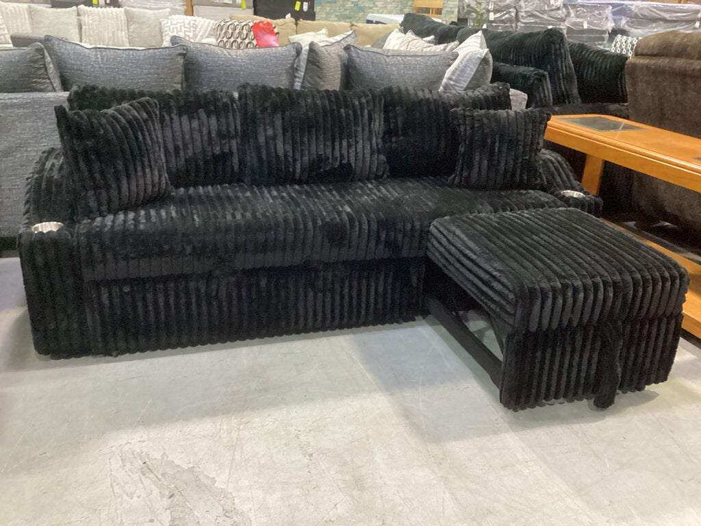 Lillian Black Corduroy NEW Sleeper Sofa 84x31x32