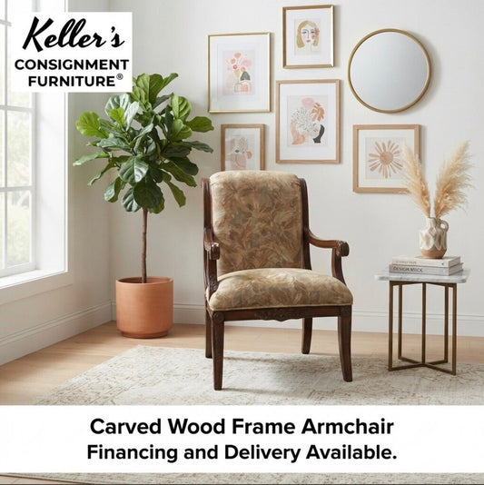 86325 - Carved Wood Armchair 27x25x37