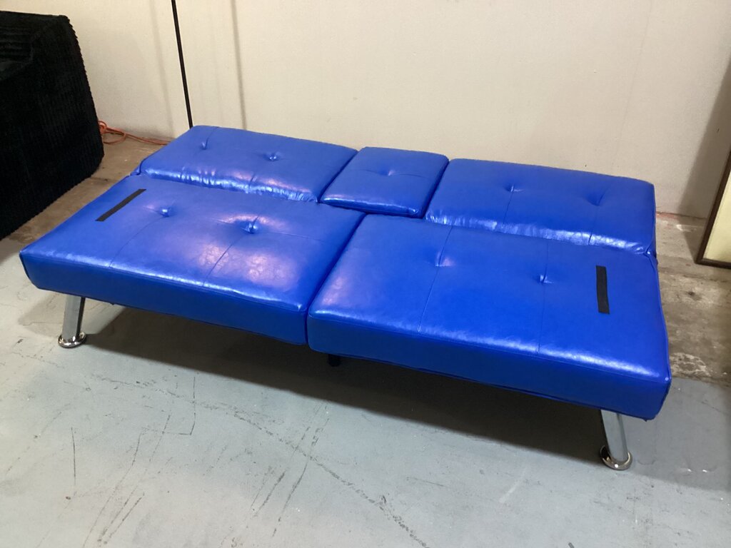 86329 Modern Blue Convertible Futon 65x32-38x14