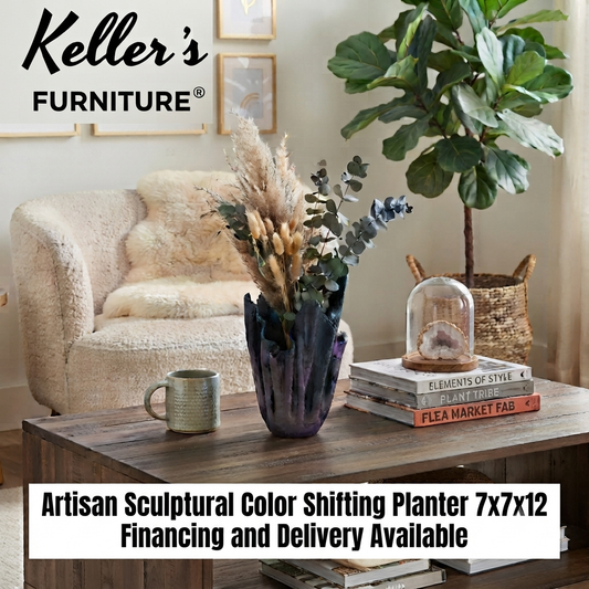 86338 (8442-53) Artisan Sculptural Color Shifting Planter 7x7x12