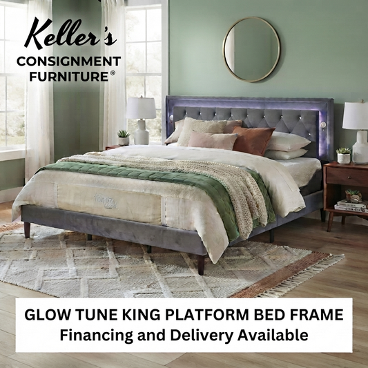 Glow Tune NEW King Platform Bed w/USB, LED, Bluetooth (144040)