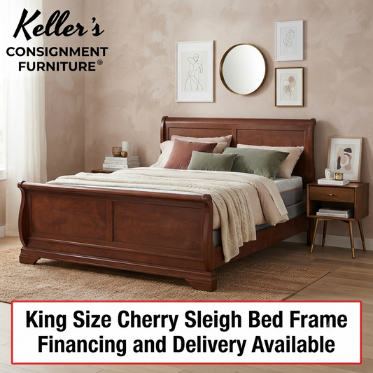 86402 - King Size Cherry Sleigh Bed Frame 82x89x46