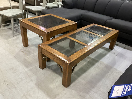 86123 - Glass Top 2pc Table Set (23x59x16)(29x29x21)
