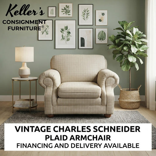 86439 - Vintage Charles Schneider Plaid Armchair 45x38x35