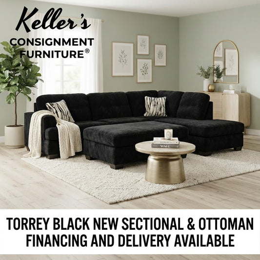 Torrey Black NEW Sectional & Ottoman