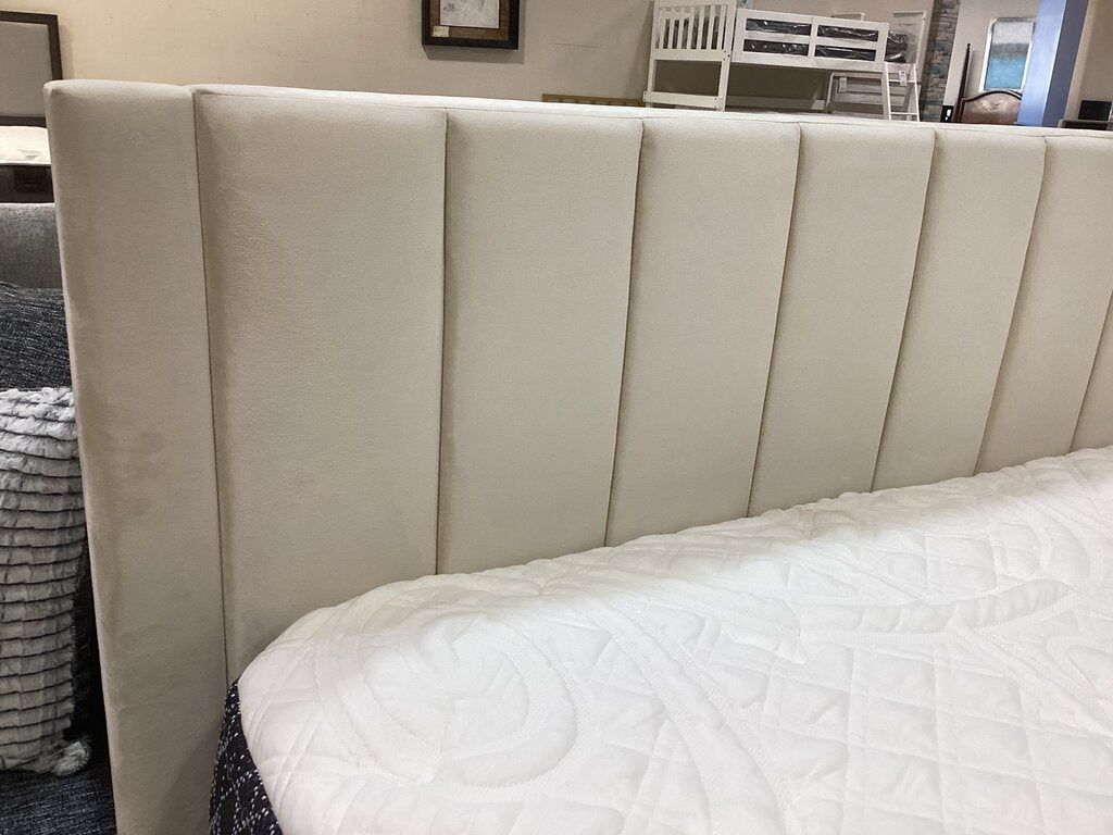 Beige Upholstered NEW King Platform Bed Frame 76x84x47 (CSF9465-B)