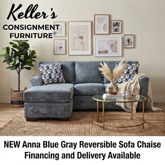 Anna Blue Gray NEW Reversible Sofa Chaise 82x64x38 (3903-ANNG)