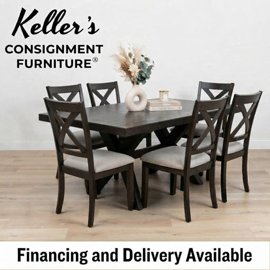 86621 - Modern Farmhouse 7pc Dining w/Butterfly Leaf 40x62-80x30