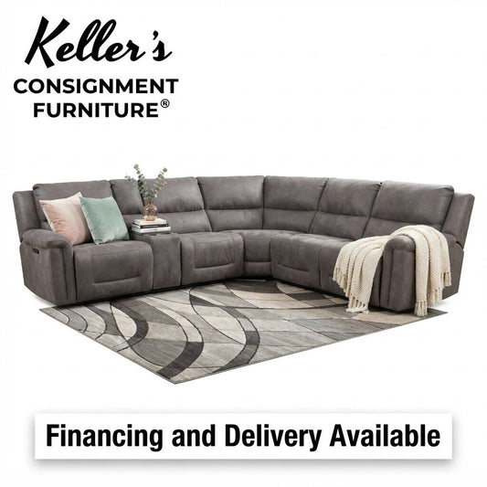 86605 - Gray Fabric Power Reclining Sectional