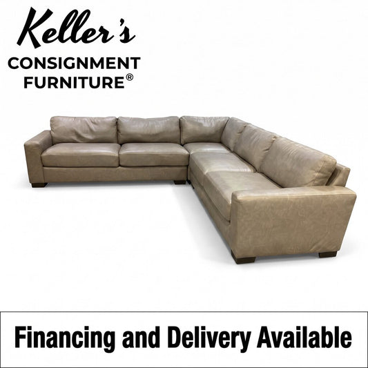 86599 - Top Grain Leather 3pc Sectional 118x118x28