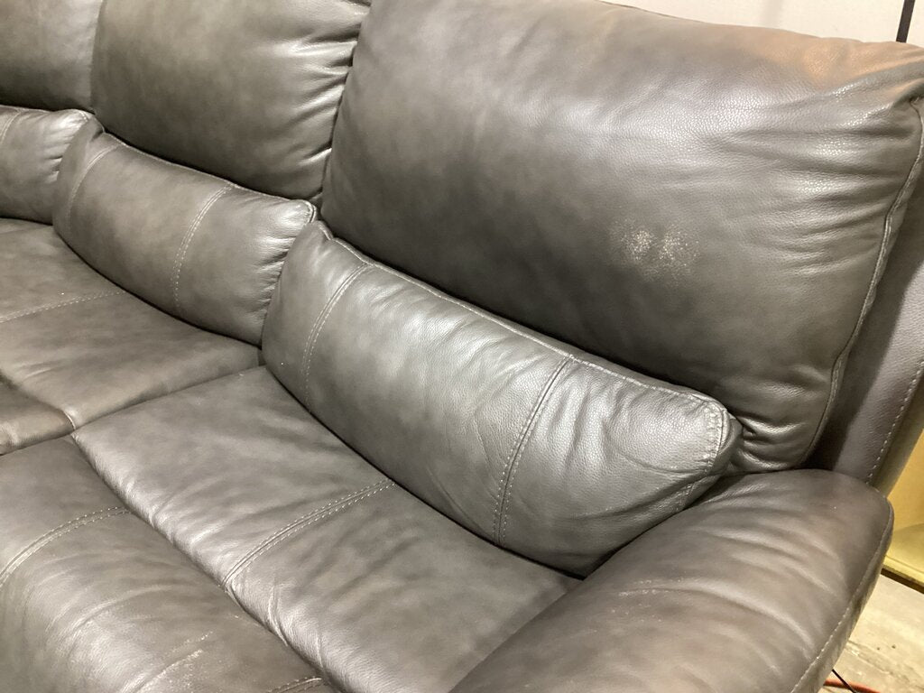 86683 - Dark Gray Leather Power Sectional 129x116x42