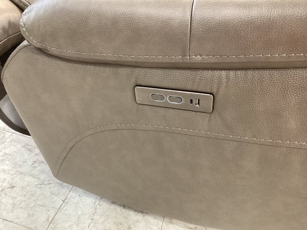 86740 - Taupe Leather Power Sofa 88x40x42