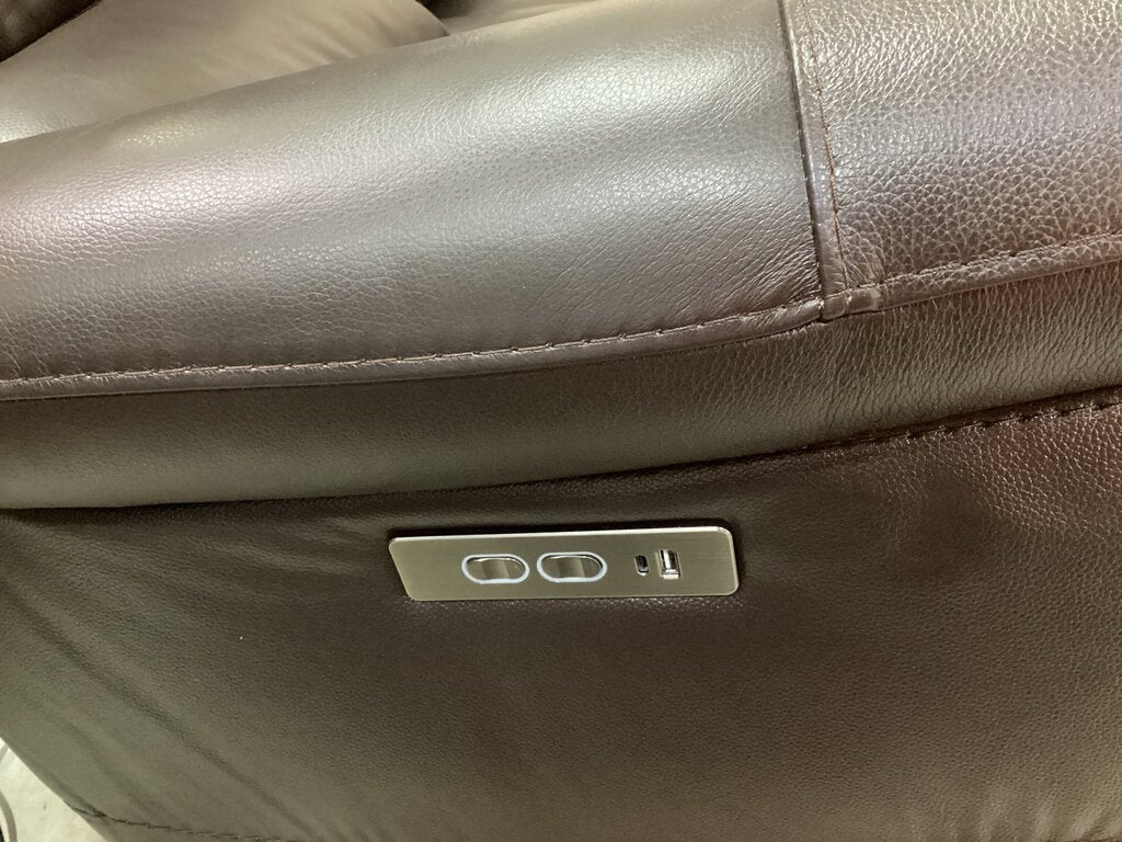 86744 - Brown Leather Power Reclining Sofa 87x39x41