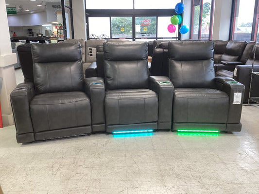86743 - Gray Leather Home Theater 110x43x44