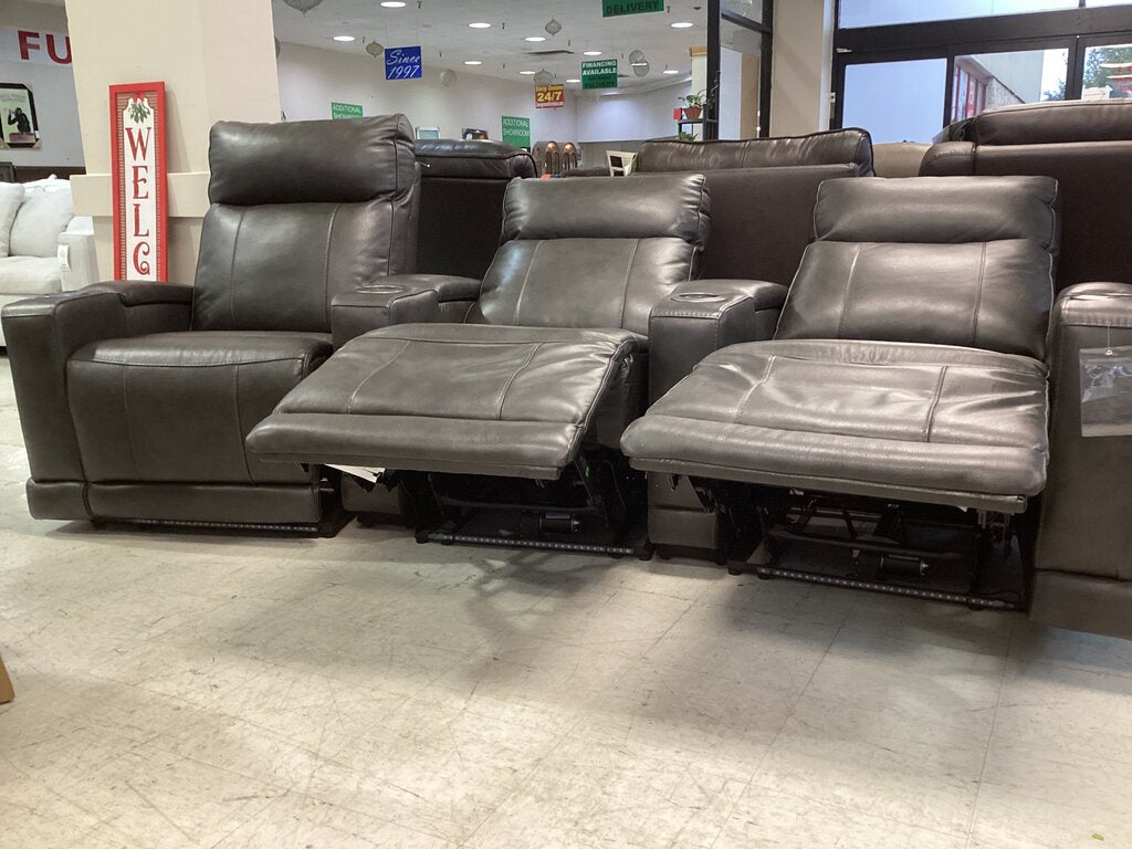 86743 - Gray Leather Home Theater 110x43x44