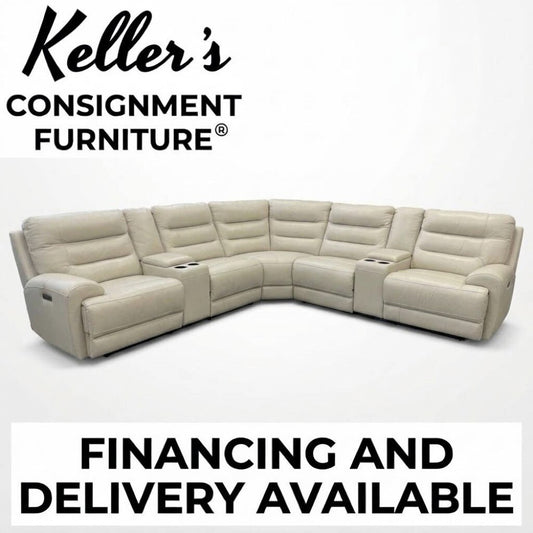 86732 - Beige Leather Zero Gravity Power Reclining Sectional 130x130x41