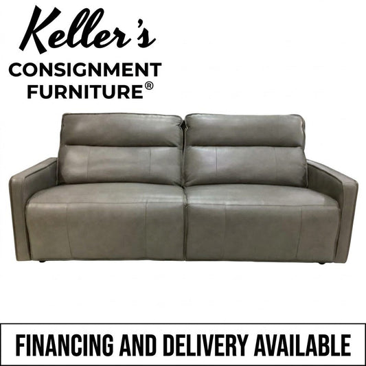86733 - Henredon Leather Power Reclining Sofa 88x37x39
