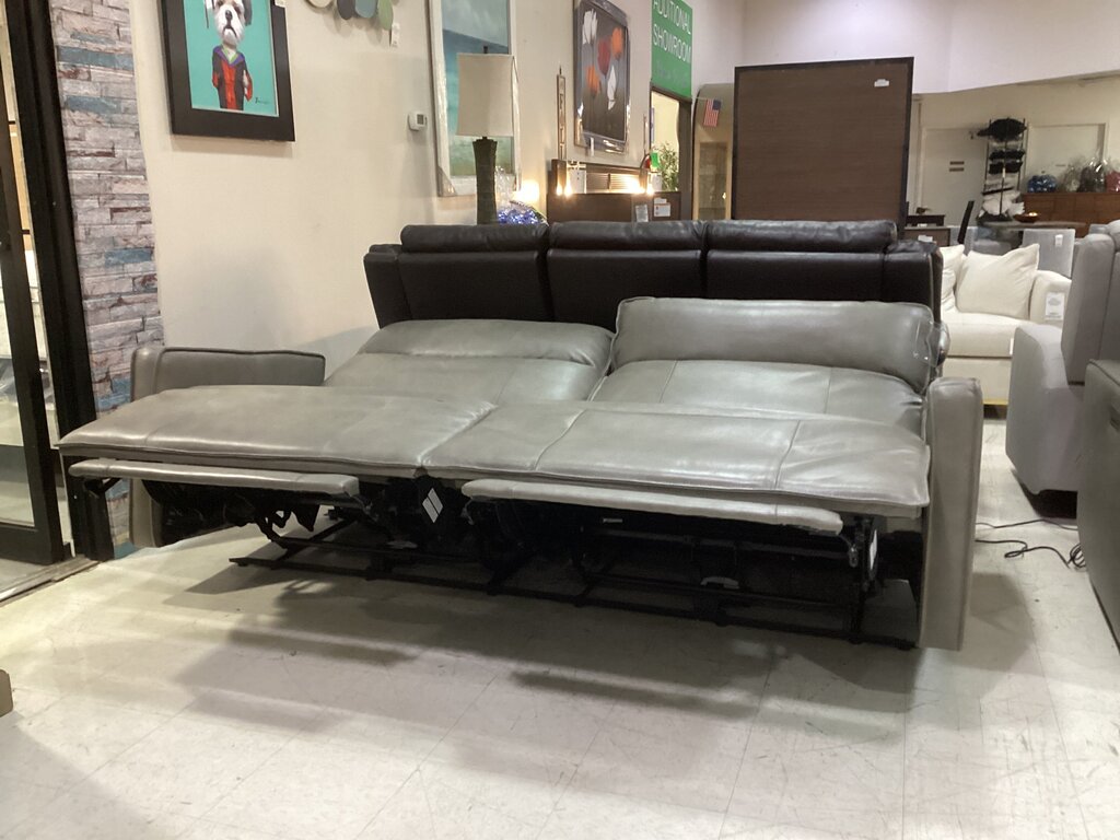 86733 - Henredon Leather Power Reclining Sofa 88x37x39