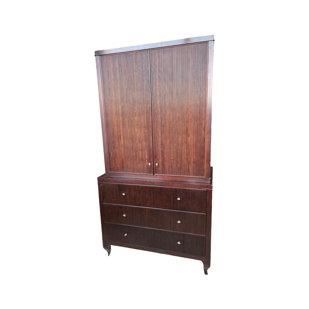 79204 (8393-7) Barbara Barry Reeded Mahogany 2pc Armoire 48x24x78