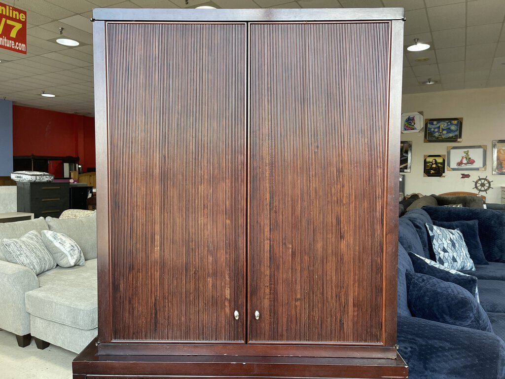 79204 (8393-7) Barbara Barry Reeded Mahogany 2pc Armoire 48x24x78