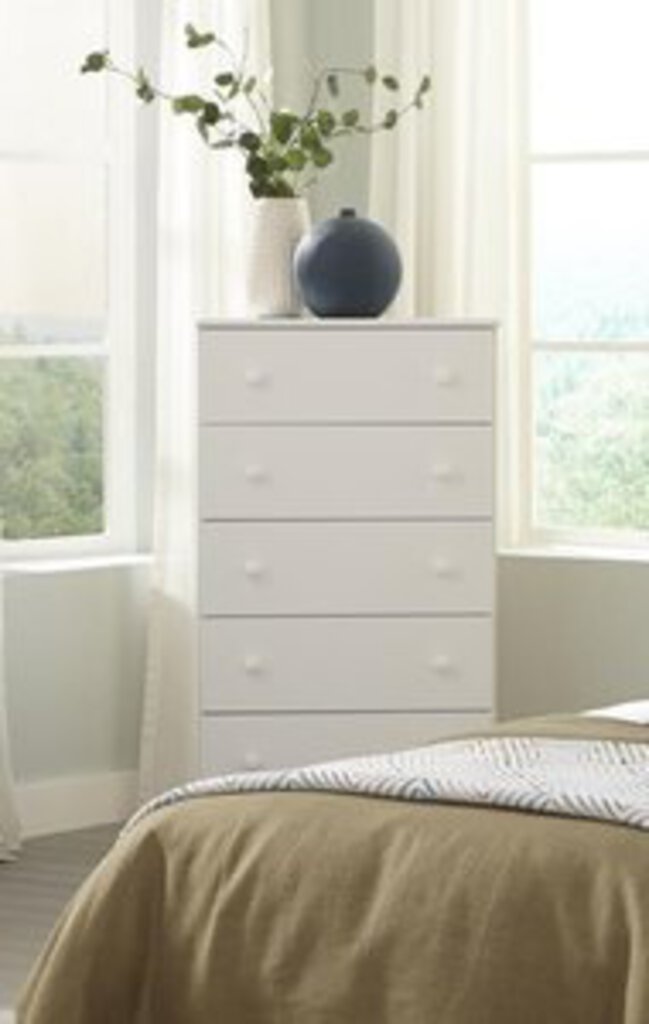 Promo White NEW 5 Drawer Chest 27x15x48 (193-05)