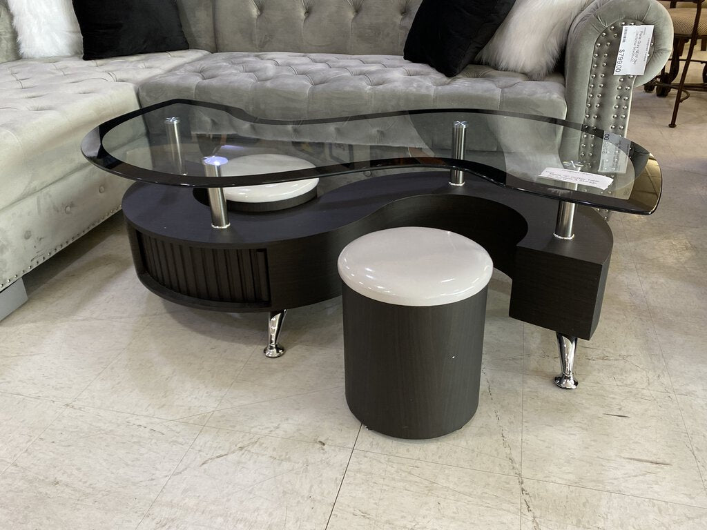 Miami "S" Coffee Table w/2 Stools & Storage 47x30x24