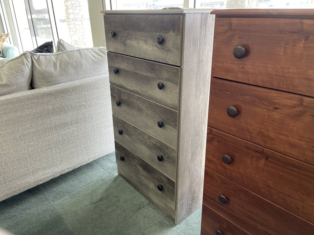 Promo Gray NEW 5 Drawer Chest 27x15x48 (194-05)