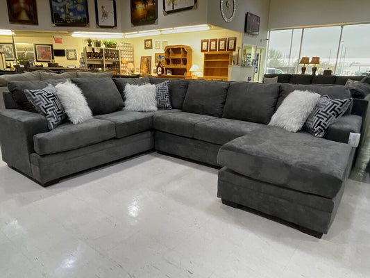 Cloud Charcoal NEW 2pc Sectional 123x97x65x37 (2760-07)