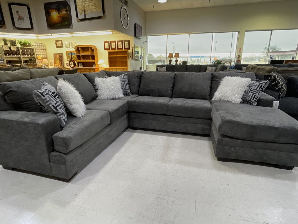 Cloud Charcoal NEW 2pc Sectional 123x97x65x37 (2760-07)