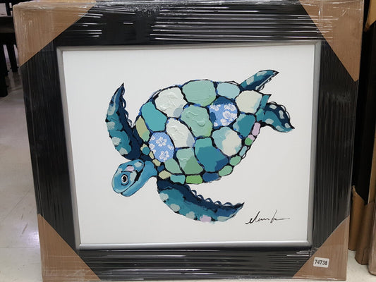 74738 (8456-4) Framed Sea Turtle Painting 28x32