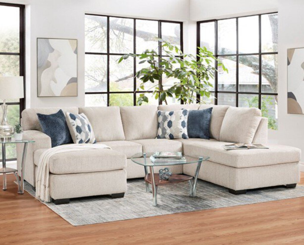 Herringbone Oatmeal NEW 2pc Sectional w/Chaise 114x85x36 (4151/4152-HERO)