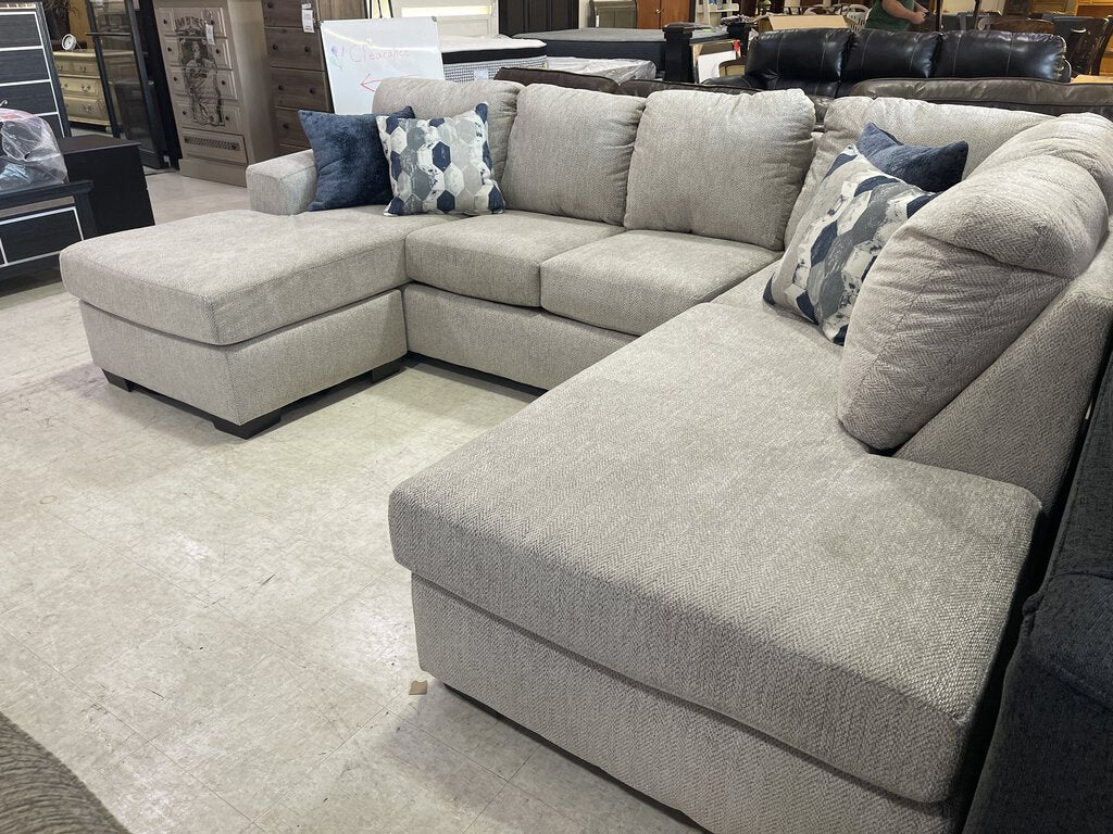 Herringbone Oatmeal NEW 2pc Sectional w/Chaise 114x85x36 (4151/4152-HERO)