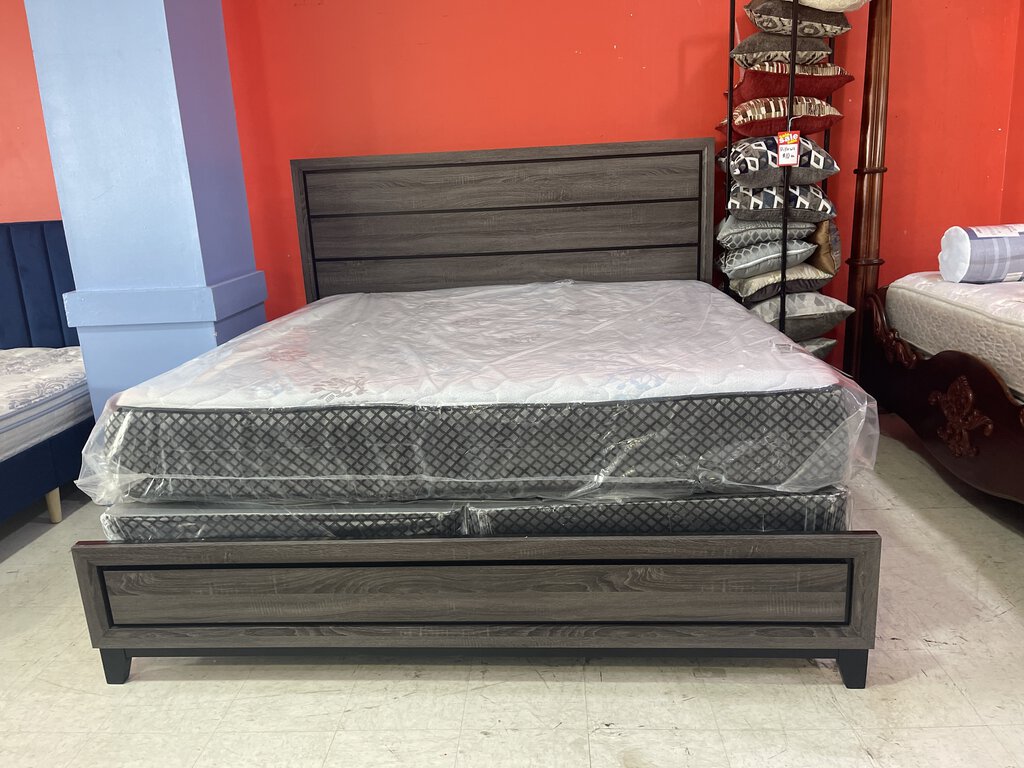 Tyler Gray NEW King Bed Frame 80x2x57 (107041)