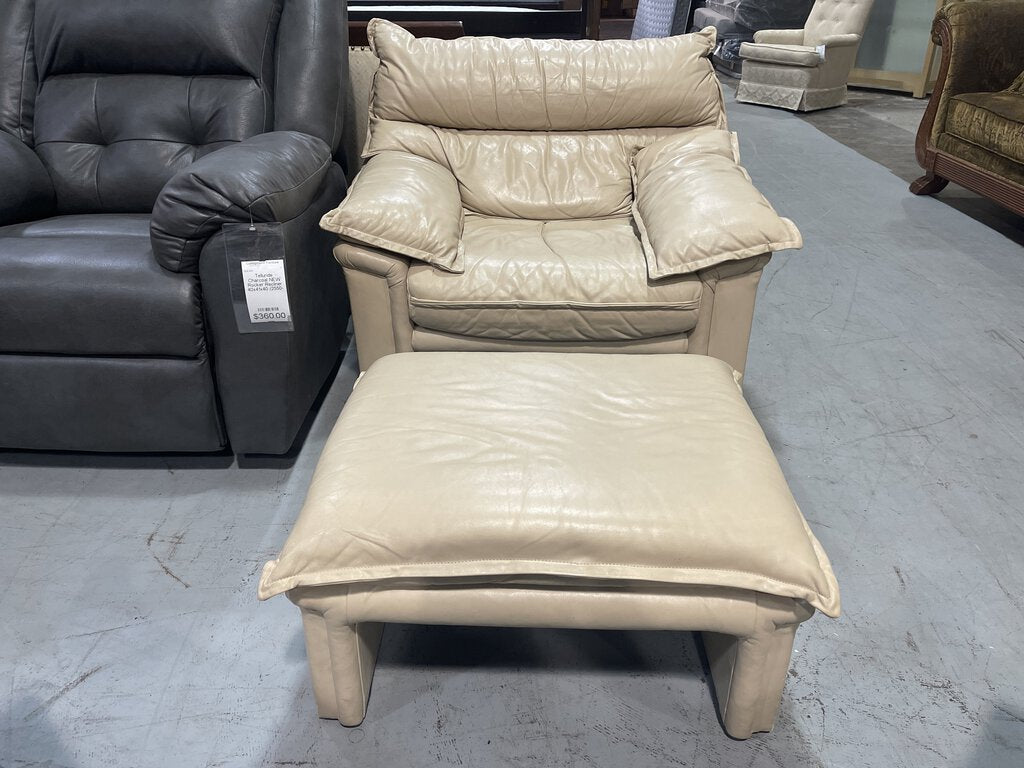 79678 (8443-10) Post Modern Leather Chair & Ottoman (39x32x33 o-29x23x15)