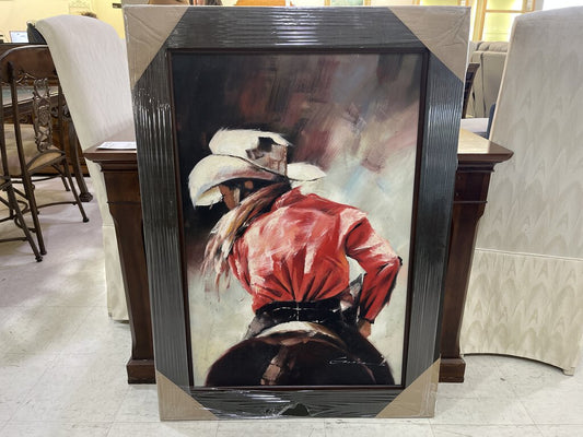 79820 (8455-9) Cowgirl Framed Painting 31x44