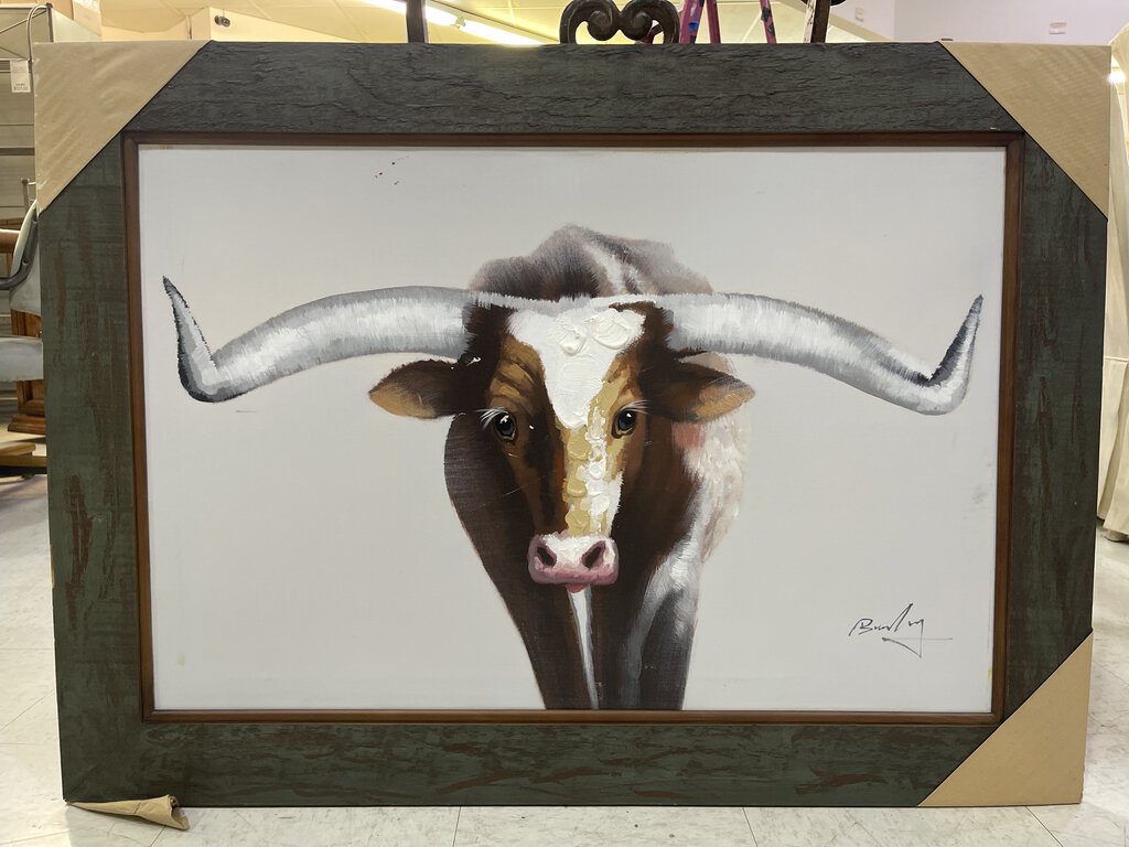 79819 (8455-8) Longhorn Framed Painting 31x44