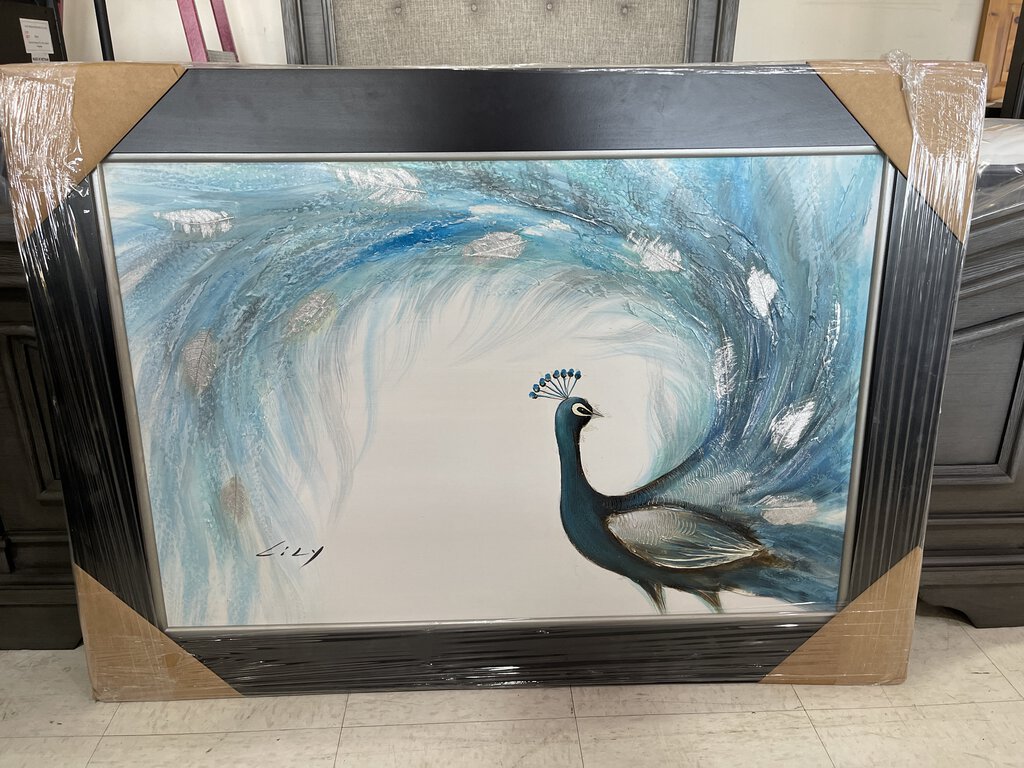 79826 (8455-15) Peacock Framed Painting 31x44