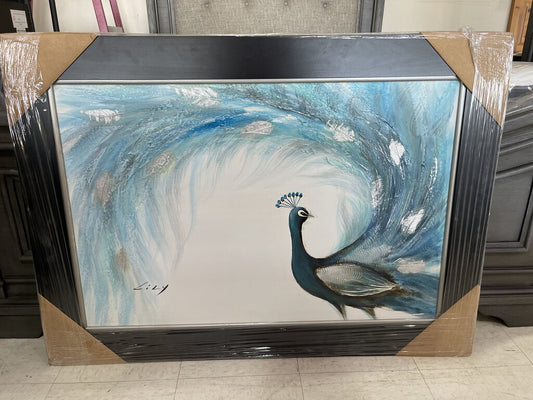 79826 (8455-15) Peacock Framed Painting 31x44