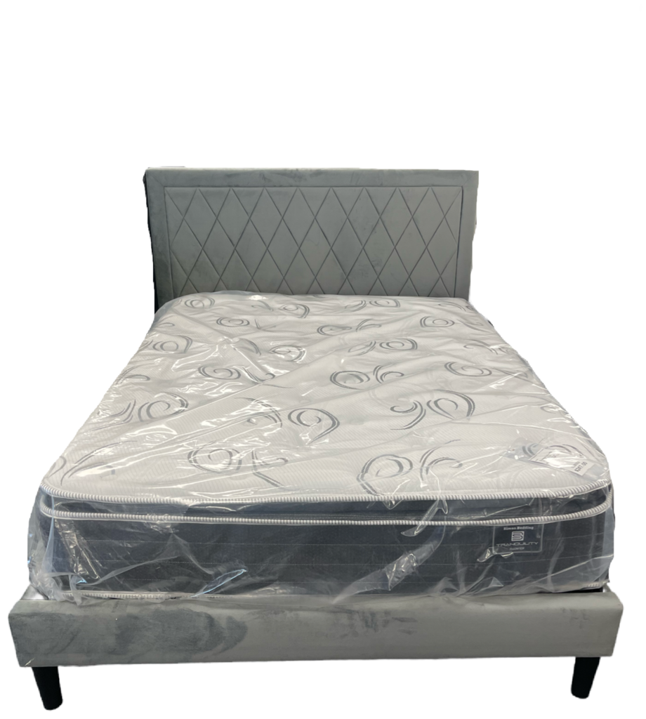 Delta Gray Velvet NEW Full Size Platform Bed 55x80x44 (106020)