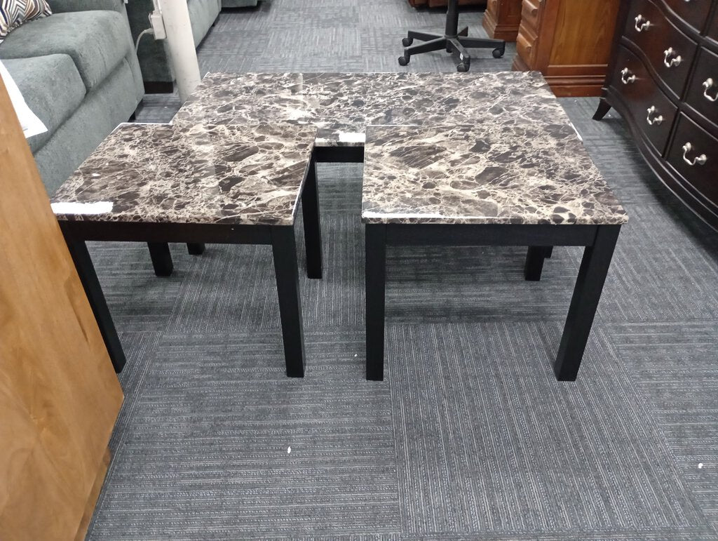 Stafford NEW 3pc Table Set Black Marble 47x24x16; 21x19x19 (728263)